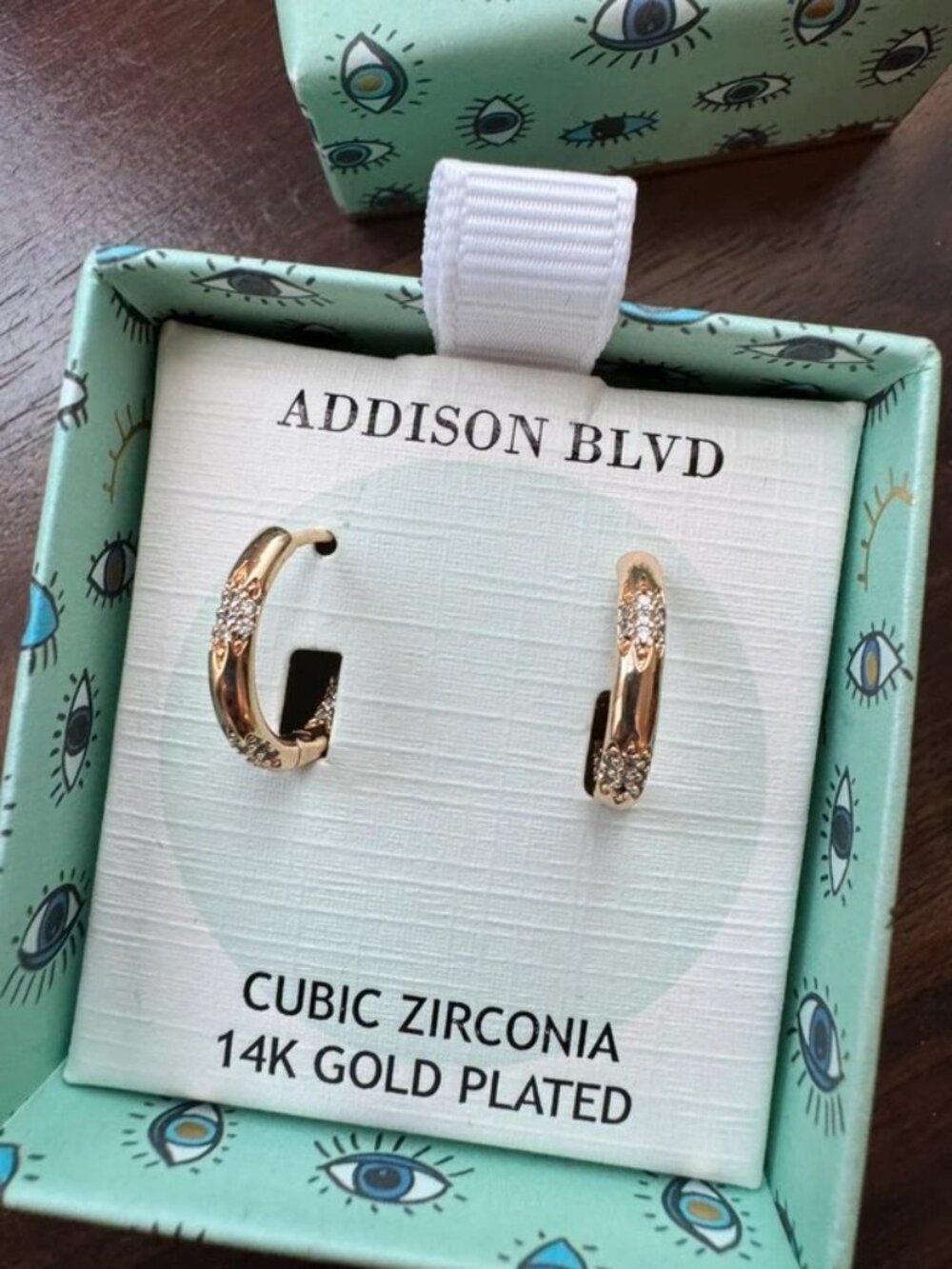 Addison Blvd Cubic Zirconia 14K Gold Plated Stub Earrings